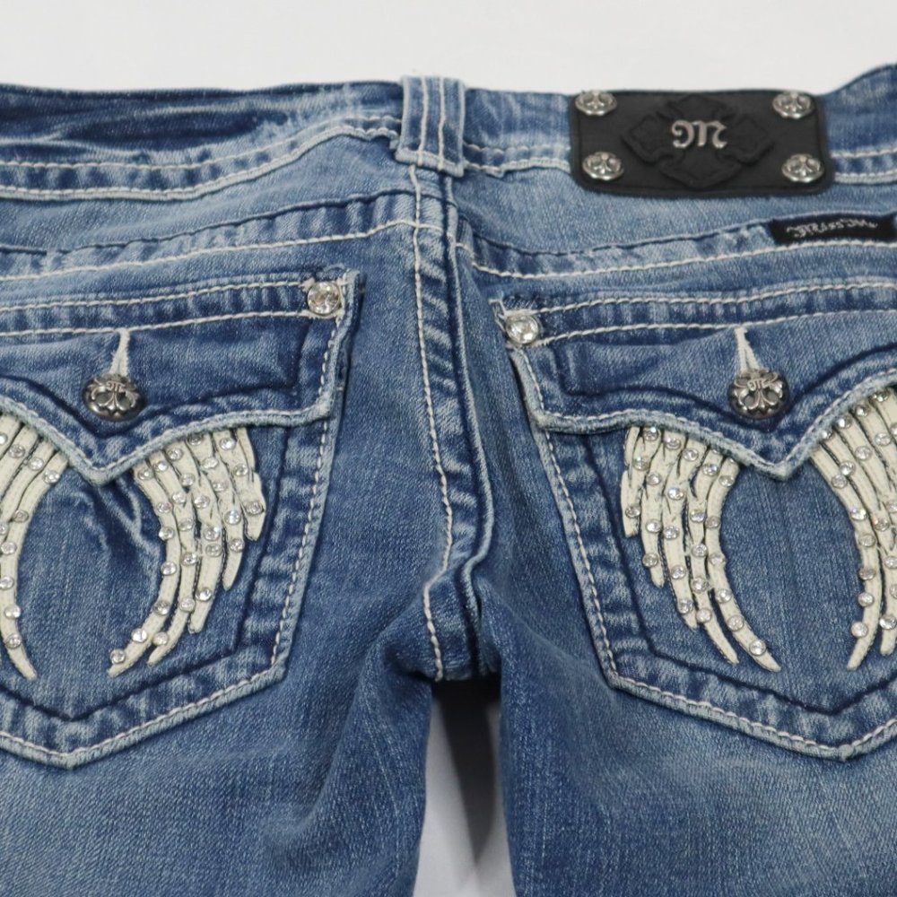 Miss Me Angel Wing Rhinestone Pockets Skinny Jean
